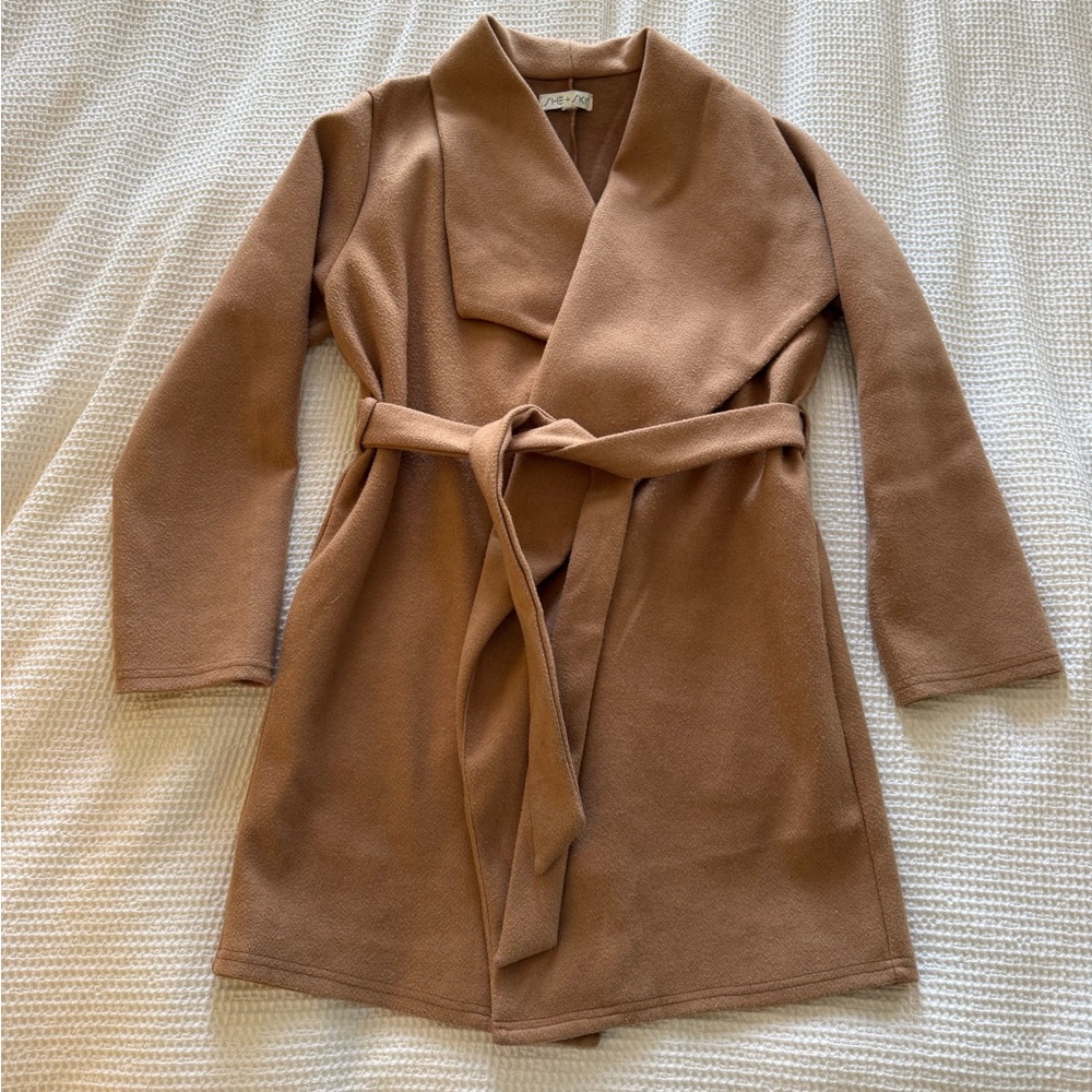 Vici Collection Tan Belted Sweater Coat